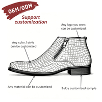 Botas Chelsea de Cuero Genuino Azul Clásicas de Hombre, Personalizadas OEM, con Cierre de Cremallera, Diseño de Estampado Animal, Suaves para Verano