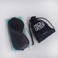 Pochettes en satin blanc avec cordon de serrage et logo personnalisé pour masque de sommeil