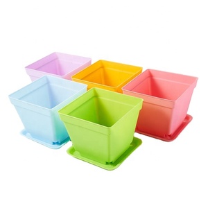 Trang Trí Nội Thất Vườn Nhỏ Giá Rẻ Đầy Màu Sắc Vuông Nhựa Mọng Nước Hoa Chậu Trồng Trong Số Lượng Lớn - Product Image 4