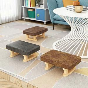 Tabouret bas pour usage domestique, en bois massif, avec housse amovible, design moderne, pour salon, chambre à coucher, enfants et adultes - Product Image 4