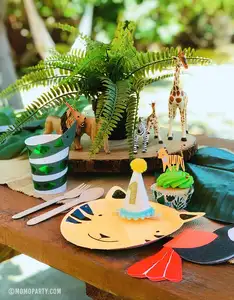 Tropische Safari Feestartikelen Set Jungle Wildlife Servies En Wilde Jungle Decoraties Voor Zomerfeest Kinderen Verjaardag