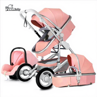 Poussette en alliage d'aluminium à siège réversible, inclinable à plat, avec amortissement des chocs sur quatre roues, pliable et multifonctionnelle, pour bébés de 0 à 6 mois
