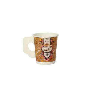 עיצוב מותאם אישית במפעל צבעוני מודפס חד פעמי כוסות נייר קראפט כוסות ידית קפה תה
