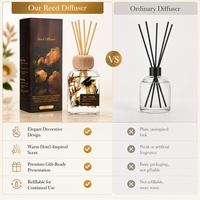 Diffuseur de parfum sur mesure OEM/ODM, bouteille en verre 100 ml, bouchon en bois, bâtonnets en rotin naturel, parfum d'ambiance, vente en gros, aromathérapie