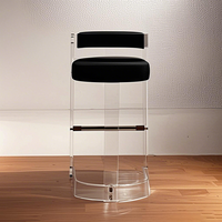 Chaises de bar modernes en acrylique avec coussins en velours, durables et écologiques, pour appartement, maison, comptoir de bar - Vente en gros usine
