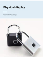 Schwarz Silber USB wiederauf lad bares Türschloss Keyless Fingerprint Smart Vorhänge schloss Quick Unlock Zink legierung Metall Selbst entwickelnder Chip