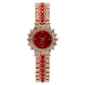 Reloj de Cuarzo Redondo para Mujer, Estilo Hip Hop, con Correa de Aleación Metálica en Oro, Plata y Oro Rosa, con Incrustaciones de Diamantes de Imitación de Colores, Venta Caliente de Fábrica - Product Image 5