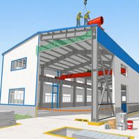 Estructura de Acero de Calibre Pesado Q355, Servicios de Corte y Doblado para Naves Industriales, Almacenes Prefabricados, Taller, Conexión por Pernos, Pintado