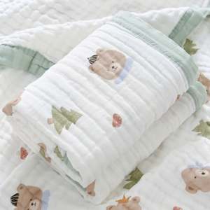 6-Layer Cotton High Density Gauze Edging 110*110 Soft <b>Baby</b> <b>Muslin</b> Blanket with Various Patterns - Product Image 6