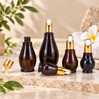 Flacon compte-gouttes en verre ambré personnalisé en forme de gourde 10ml 20ml 30ml 50ml 100ml pour huiles essentielles, parfums et cosmétiques