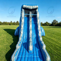 Toboggan gonflable en bâche PVC bleue certifiée CE de 0,55 mm, tunnel personnalisé, toboggan sec pour aire de jeux extérieure