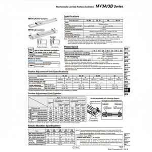 Pièces pneumatiques mécaniquement articulées de cylindre sans tige de MY3B20-300L pneumatique de SMC - Product Image 1