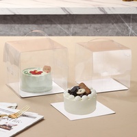 Boîte à gâteau transparente en PET mini boîte d'emballage de gâteau en plastique carré de 4 /5 pouces avec poignée