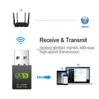 Adaptateur d'interface USB Offre Spéciale 2-en-1 BT 5.0 600M WiFi 300mbps 150mbps certifié RoHS RTL8811CU Dongle pour PC Stock interne