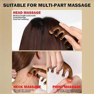 Natürlicher <span class=keywords><strong>hand</strong></span> gefertigter Massage kamm aus reinem Holz mit fünf Zähnen, <span class=keywords><strong>hand</strong></span> gefertigter Sandelholz kamm für die Aku punkt massage zur Entspannung des Kopfes - Product Image 6
