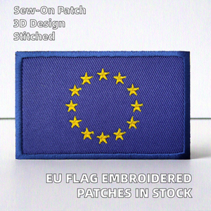 Parche Bordado con la Bandera de la UE en Tela Chenille 3D, Banderas Europeas Personalizadas para Coser con Decoración de Encaje, PVC, Disponible en Stock - Product Image 2