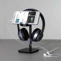 Support pour casque en aluminium HPS01-3, support pour casque de jeu avec support de téléphone réglable en angle pour l'organisation à domicile ou au bureau