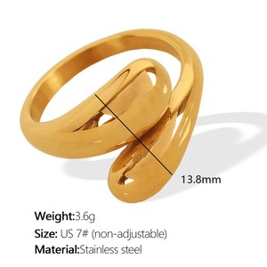 Anillo Abierto de Acero Inoxidable Chapado en Oro de 18K, Forma de Lágrima, Anillo de Moda para Mujer, Regalo para Boda o Fiesta - Product Image 5