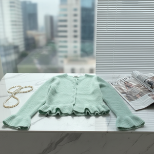 Polyester/Pamuk Örgü Yumuşak Rahat Günlük Sonbahar Hırkası Üç Çeyrek Kol ve Tüylenmez Özellikli Kadınlar İçin - Product Image 5