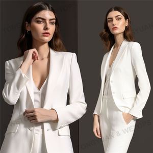 Traje elegante para mujer, chaqueta <span class=keywords><strong>blanca</strong></span> de oficina, de gran tamaño, último diseño, dos piezas, ropa de negocios - Product Image 5