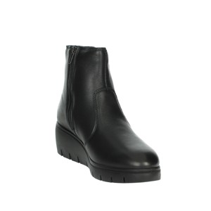 Stivaletti da donna moda termica 5cm con zeppa con chiusura Slip-On con chiusura in vera pelle nera per l'autunno inverno - Product Image 5
