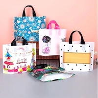 Sac de courses en plastique PP transparent avec poignée, personnalisé, biodégradable, pliable, recyclable, pour t-shirts, dessins animés, épicerie, rangement