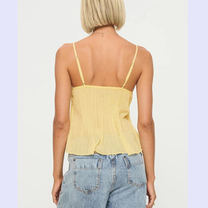 Canal mignon femmes plissé en mousseline de soie Camisole 2026 été Sexy <span class=keywords><strong>transparent</strong></span> Spaghetti sangle débardeur dentelle soutien-gorge col en V Cami hauts Streetwear - Product Image 6
