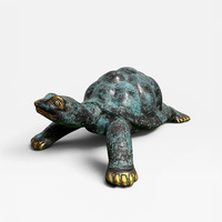 Statue de tortue en bronze patiné antique, sculpture de tortue en bronze faite à la main, représentant une faune sauvage