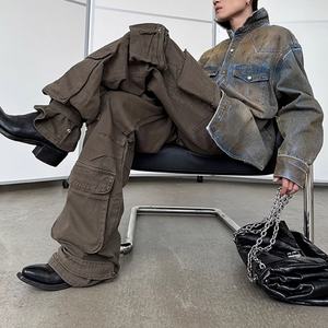 Wholesale Custom logo Wasteland Style Distressed Mud-dyed Washed Heavyweight Loose <b>Men's</b> <b>Denim</b> Jacket - Product Image 5