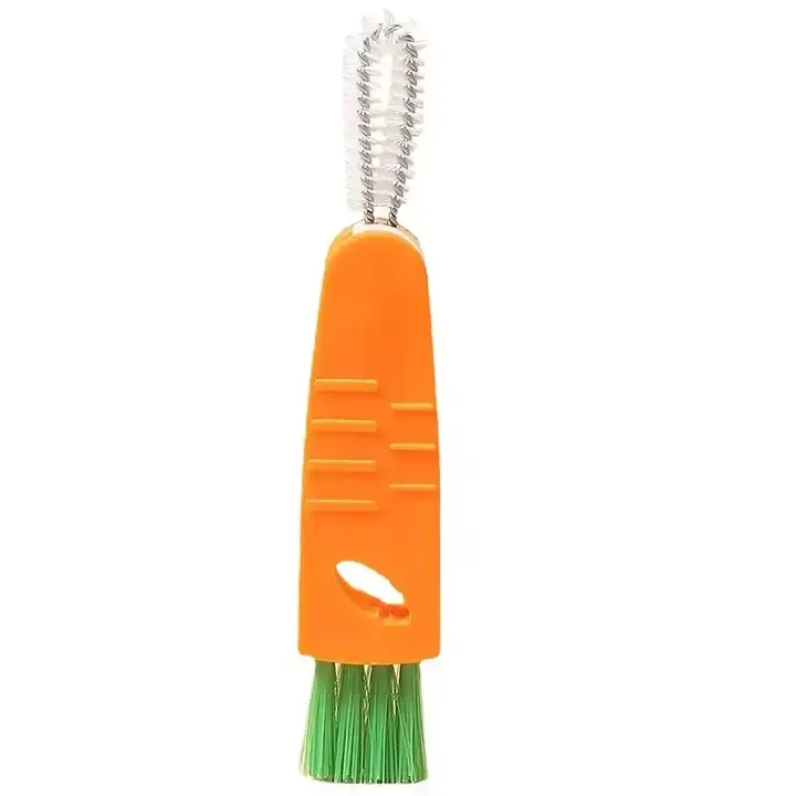 Kreative 3-in-1 Multifunktionale tragbare Mini-Karottenform-Rillenbürste Becherdeckel Flaschenreinigungsbürste