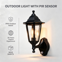 Lampe murale à détecteur de mouvement PIR sans énergie solaire, étanche IP44, en verre PC, pour extérieur, avec garantie de 3 ans