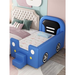 <span class=keywords><strong>Lit</strong></span> bébé en cuir coloré moderne et durable JS avec cadre en bois massif, barrière haute, design écologique pour chambre à coucher et hôtel - Product Image 1