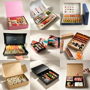 Cajas de Papel para Sushi al por Mayor, Hechas con Materiales Reciclados, con Logotipo, para Llevar, Cajas para Sushi con Salsas y Aperitivos - Product Image 5