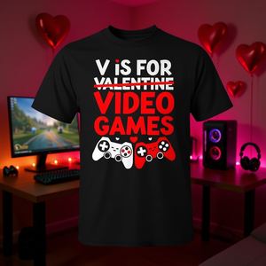 Camiseta para Gamers del Día de San Valentín, Diseño Específico de Videojuegos NS para Uso Promocional - Product Image 3