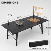 Table de camping pliable en alliage d'aluminium avec lumière, table d'extérieur portable et pliable pour la randonnée, le pique-nique, le barbecue