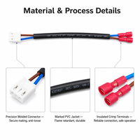 Câble de Faisceau de Câblage à 2 Broches en Cuivre Étamé avec Bornes Bullet, Gaine PTFE/PVC, Cœurs Intérieurs Codés par Couleur, Connexion Stable