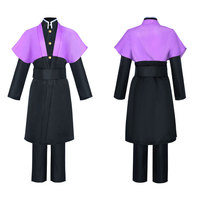 Costume de cosplay Demon Slayer Genya Shinazugawa, manteau noir et violet avec ceinture et pantalon, pour homme, en fibre de cellulose régénérée, inspiré de l'anime