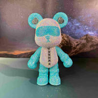 Grande figurine d'ours scintillante en strass, à faire soi-même, en cristal et diamant, statue d'ours violent, bijou, figurine brillante, décoration, jouet pour enfant