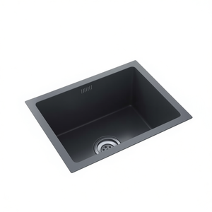 Lavello da Cucina in Acciaio Inox Nero, Vasca Singola, Finitura Opaca, Design Moderno da Appoggio - Product Image 1