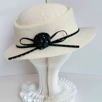 Topi Rajut Motif Bunga Camellia Populer Laris Manis, Topi Pesta Malam Elegan, Topi Pantai Liburan, Penutup Kepala Wanita