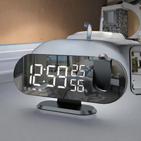 Jam Alarm Digital LED Radio FM, jam tangan pintar Digital, LED, jam meja, Desktop elektronik, pengisian USB, jam bangun dengan proyektor waktu 180