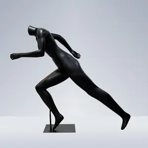 Wholesale Black Fiberglass Muscle Male Sports Running Display Mannequin Fiberglass Full Body Man Running Sporting Male Mannequin