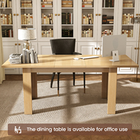 Table à manger rectangulaire extensible en bois massif pour 10 personnes, grande table moderne de style ferme, avec lattes en bois rainurées, pour hôtel et maison, à assembler