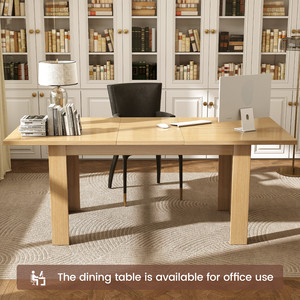 Extendable Solid Wood Rectangular Dining <b>Table</b> 10 People Large Modern Farmhouse Hotel Grooved Wood-Strip Home Furniture Workshop - Product Image 2