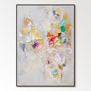 Peinture à l'huile texturée minimaliste encadrée, art mural artisanal pour la décoration de salons d'hôtels haut de gamme - Product Image 2