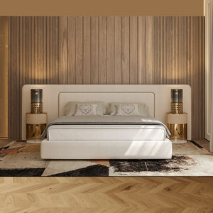 Chambre à coucher <span class=keywords><strong>de</strong></span> luxe fond en velours intérieur <span class=keywords><strong>tête</strong></span> <span class=keywords><strong>de</strong></span> <span class=keywords><strong>lit</strong></span> personnalisée avec lumière LED <span class=keywords><strong>décoration</strong></span> <span class=keywords><strong>murale</strong></span> panneau mural en tissu rembourré - Product Image 1