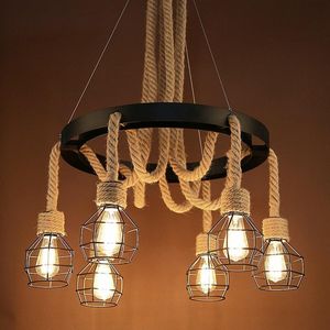 Nuova Lampada a Sospensione Vintage in Corda di Canapa Nera ILED, Illuminazione per le Festività - Product Image 6