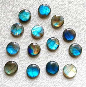 Pierres précieuses de labradorite naturelle de qualité AAA, taille cabochon brillant, 8 mm à 30 mm, lisses, polies, dos plat, fournitures pour la fabrication de bijoux (paquet) - Product Image 5