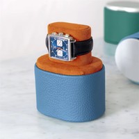 Étui à montres populaire fait main en cuir pleine fleur écologique et durable, position extérieure, marque VE Theo Marine