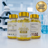 Complément Éclaircissant et Hydratant à la Vitamine C et au Collagène, Naturel, Premium, Sans OGM, pour Adultes, Marque Blanche, 14 Gélules Molles